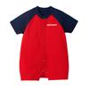Shortalls 90cm Red X Navy Romper Short Sleeve Logo Made In Japan Baby Baby Clothes Infant 90cm Red Navy [Mikihouse] 10-1305-493