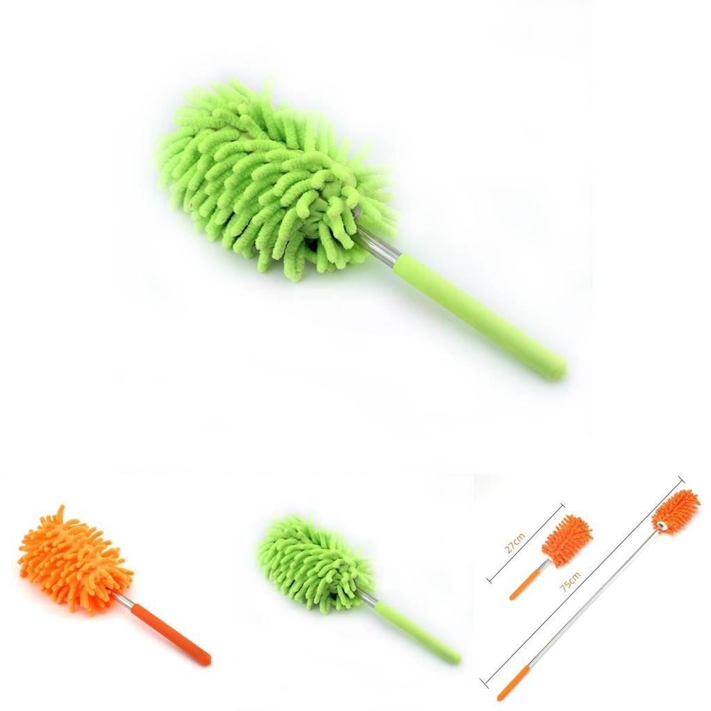 Stainless Steel Extendable Duster With Synthetic Fiber Head For Home Cleaning