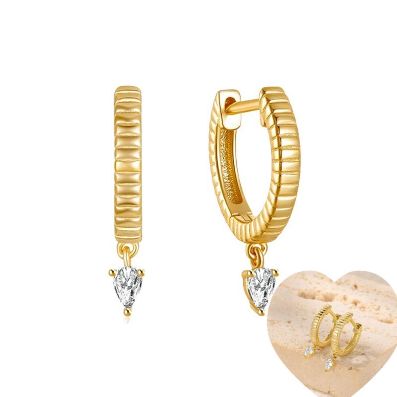 925 Silver Ear Needle White Zircon Butterfly/Water Drop Hoop Earrings Drop Earrings For Women Fashion Wedding Jewelry
