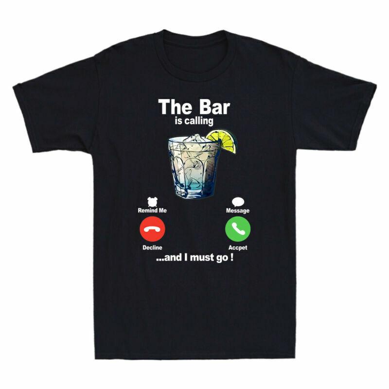 The Bar Is Calling And I Must Go Cocktail Lovers Gift Retro Men's Cotton T-Shirt