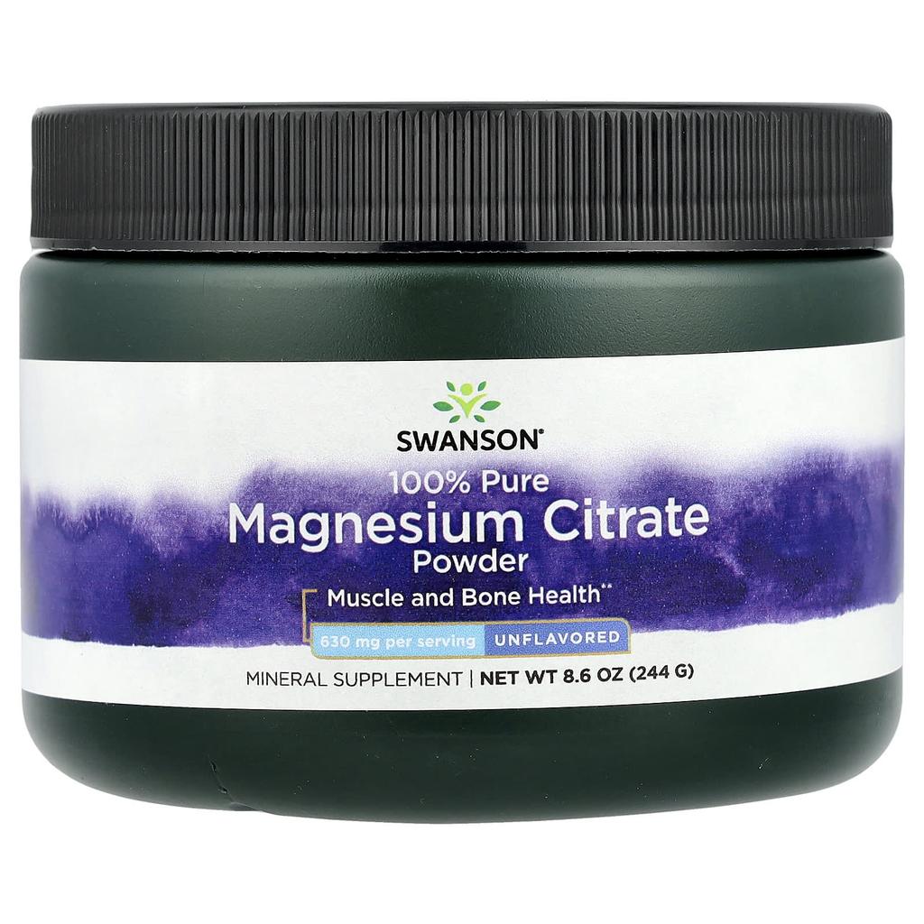 Pure 100% Magnesium Citrate Powder, Unflavored, 630Mg, 244G(8.6Oz)