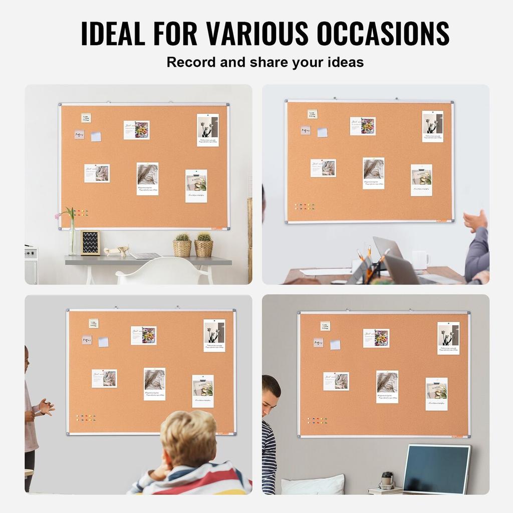48"x36" Large Cork Board – Wall-Mounted Bulletin Board with Pin Board