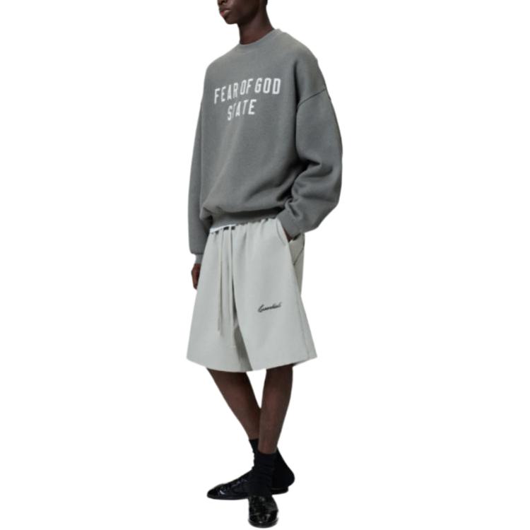 Fear of God Essentials Relaxed Fleece Sweatshort With Piping Concrete Heather/Black Men Bottoms Grey 160SP254555F