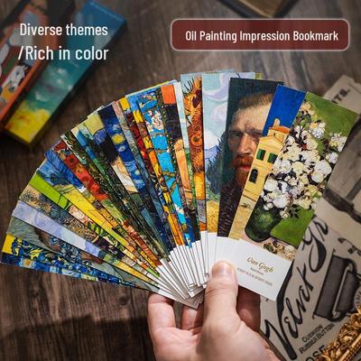 Impression Series Oil Painting Bookmark - Retro Artistic Card with Creative Note Paper and High-End Hot Stamping.