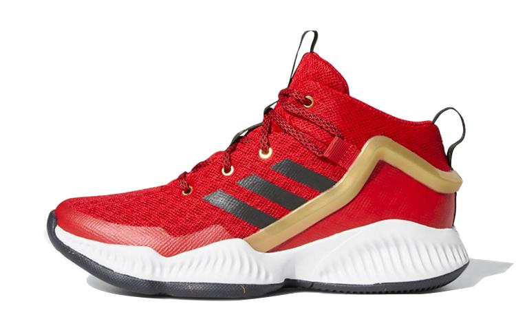 

Adidas Lockdown J Mid top Children s Basketball Shoes Red Black Gold Teenagers FZ1693 37⅓