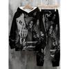 Fashion Skull 3D Print Hoodie Sweatpants Set Men