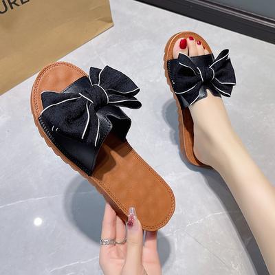 2024Ciabatte Fresche da Donna per l'Estate Versatili con Fiocco e Suola in Gomma Scarpe da Spiaggia con Fondo Piatto e Infradito Antiscivolo