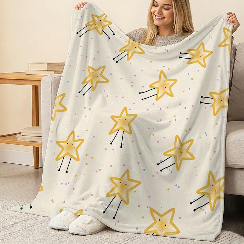 Star Series Flannel Blanket - Simple Solid Color, Soft, Skin-friendly, Warm & Breathable, Ideal for Home Relax, Halloween & Christmas Decor