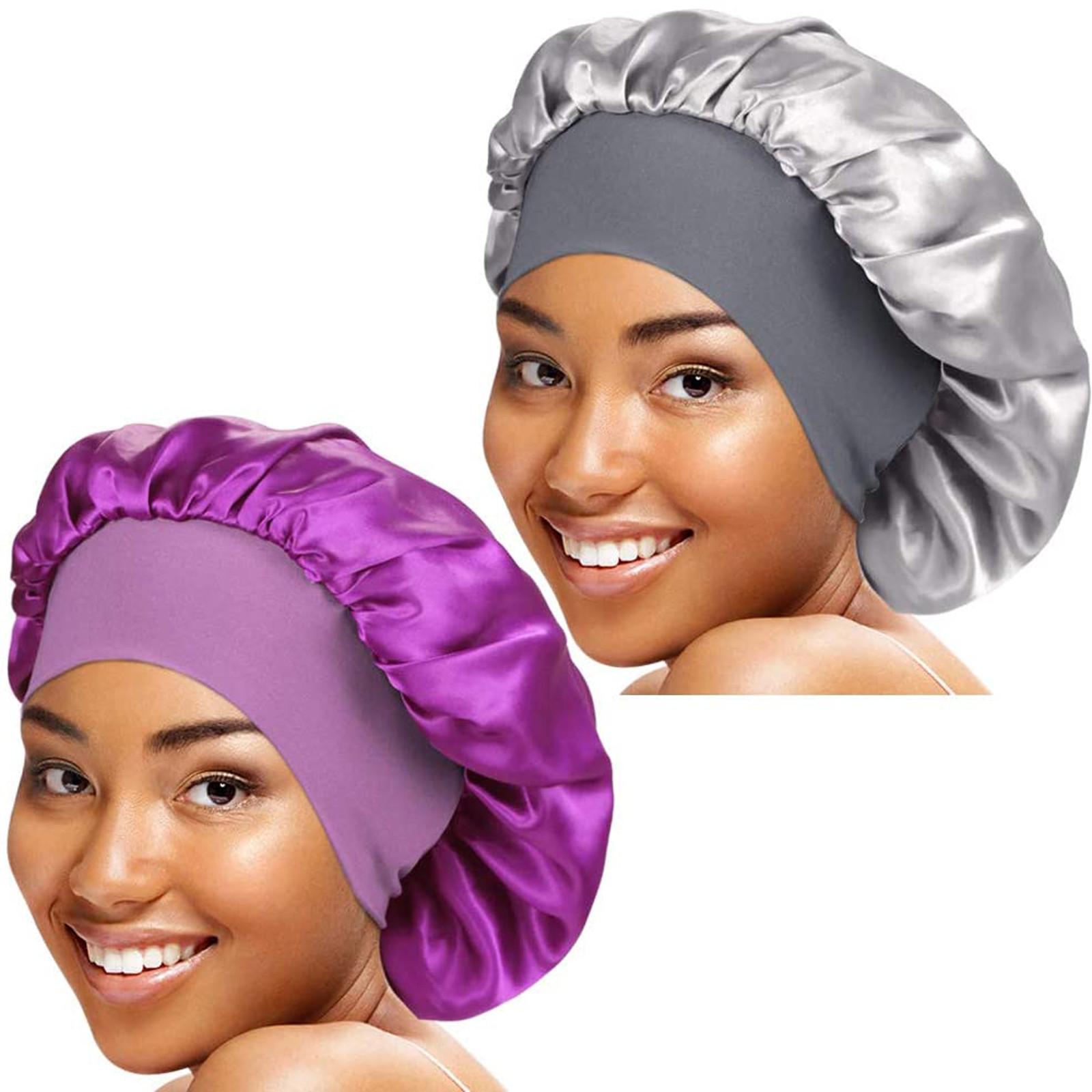 

[brisand] 2 шт., широкий эластичный атласный ночной колпак с широкими полями, женский мягкий ночной колпак One Size