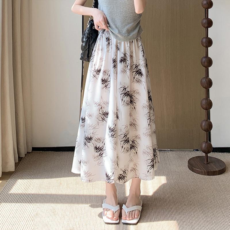 

2024 Шифоновые кюлоты с высокой талией - Женская приталенная юбка с драпировкой, летний стиль с широкими штанинами M [50-60 kg]