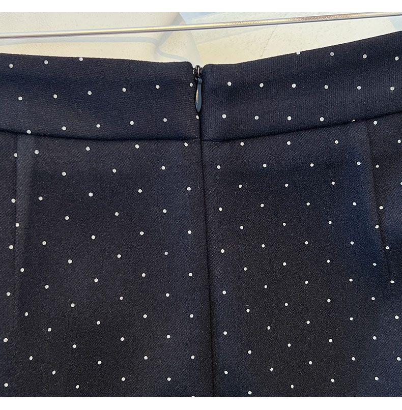 Women's Gray Polka Dot Wool A-Line Hip-Hugging Midi Skirt - Autumn/Winter 2025 Collection