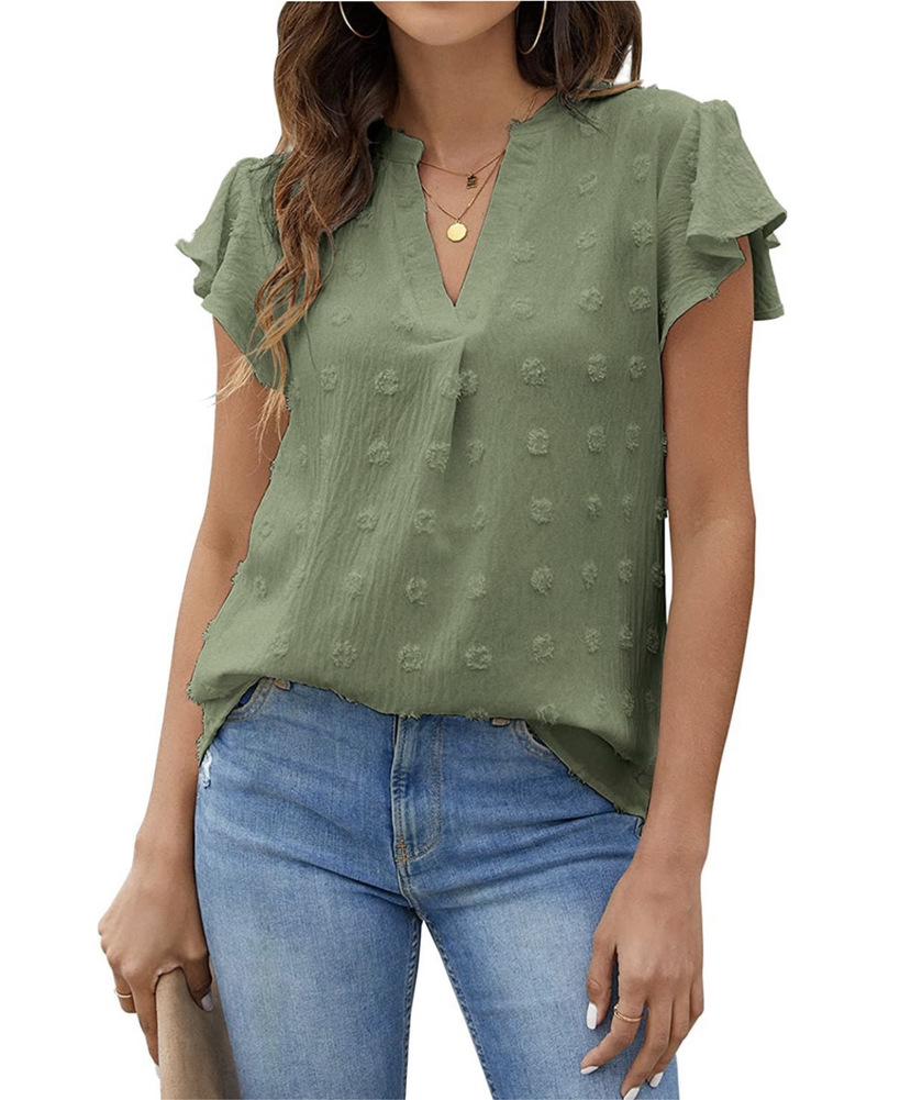 European and American Women's Ruffle Chiffon Summer Shirt