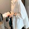 Casual Wit Overhemd voor Dames: Lente/Herfst Puur Katoen, Losse Pasvorm, High-End Design, Grote Maten
