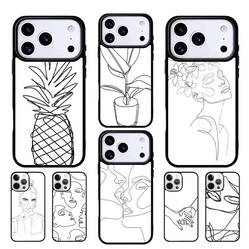One Line Art Aesthetic Drawing Mobile Phone Case Compatible with IPhone 17 16 15 14 13 12 11Pro Max 17 Air Cover