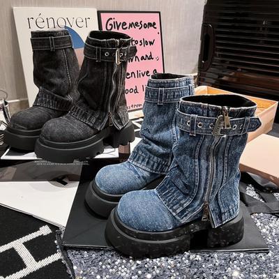 Fashion Punk Style Women Mordern Short Boots Fashion Platform Height Increase Ankle Booties Autumn Winter Shoes Zapatos De Mujer