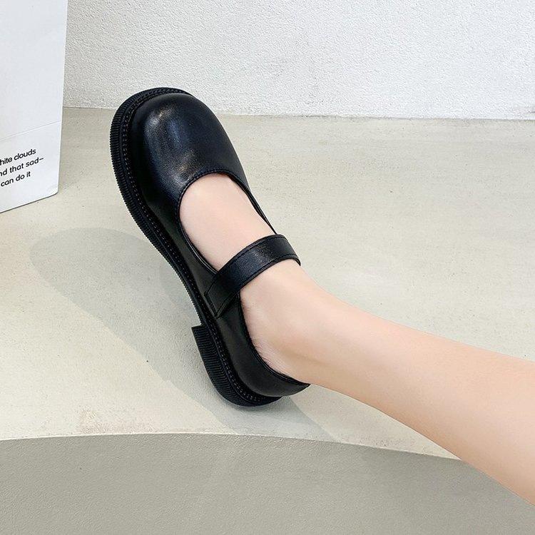 jk Mary Jane shoes women's 2025 autumn new shallow single shoes British style black low-heeled round head flat-soled small leather shoes