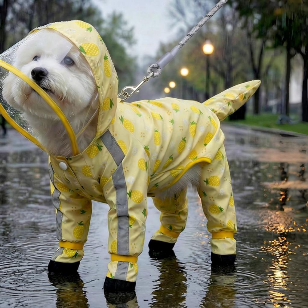Full Body Dog Raincoat Waterproof Leash Hole Dog Raincoat Pet Apparel Easy to Clean Breathable for Rainy Weather