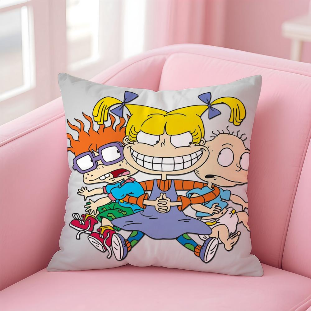 Cute Animated RRugrats In Paris Cushion Cover Linen Pillowcase Cover Soft Decor for Sofa Home Room