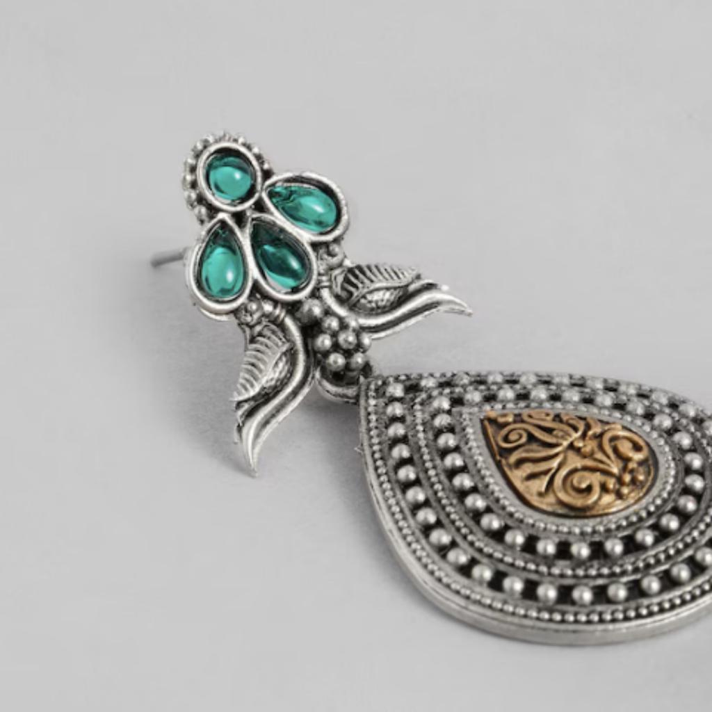 Oxidised Silver Polish Earrings, Silver Pearl Jewelry, Handmade Earring, Women Fashion Earrings, Silver Earrings