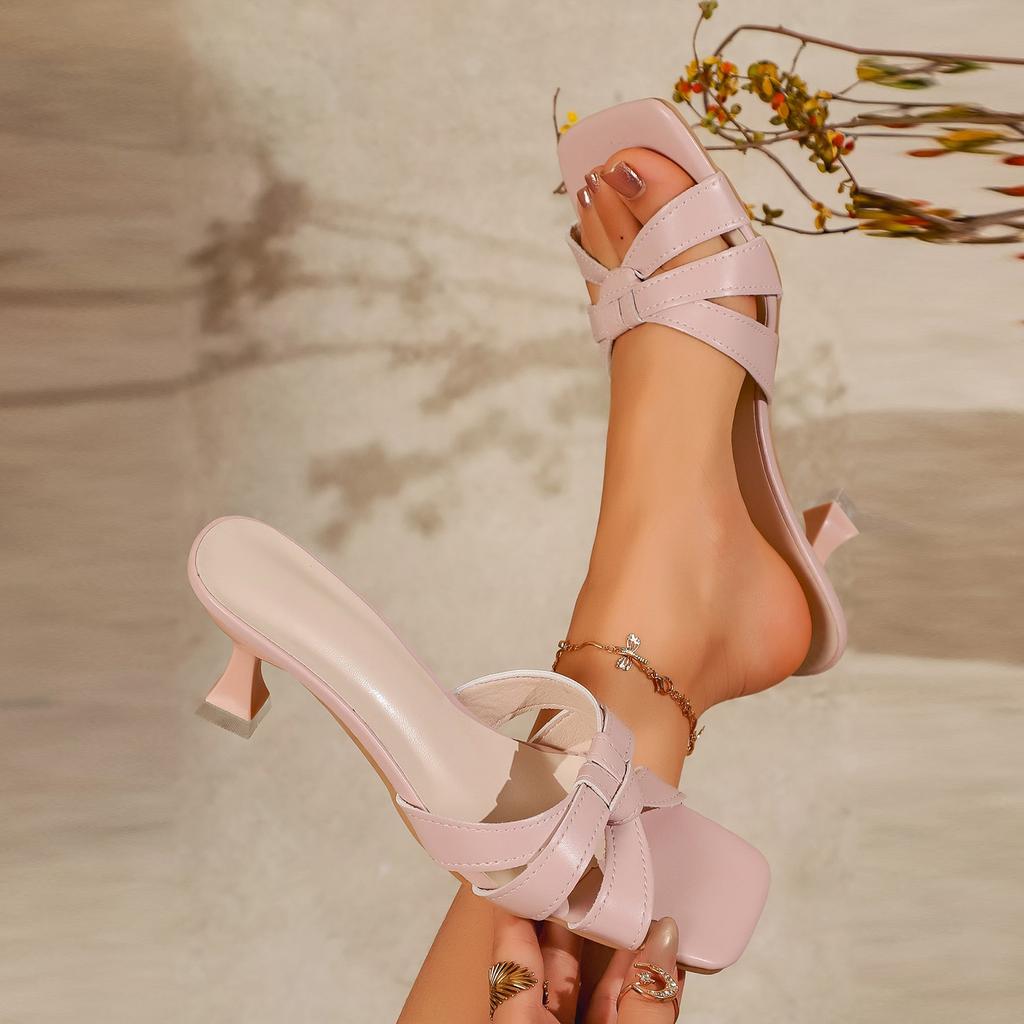 Y2k Sandals For Womens Heel Sandals Stiletto Low Heels Slip Slides Sandal Square Open Toe Dress Shoes For Women Party Work