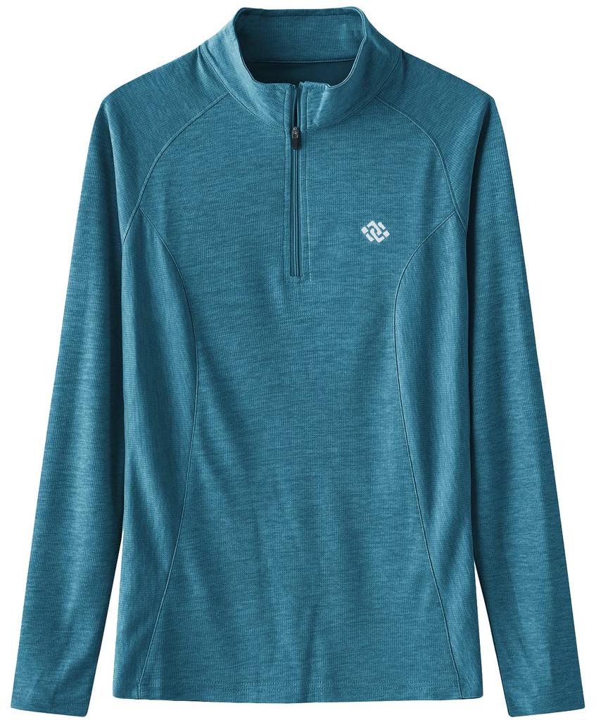 YIRUIYA Golf and Tennis Long Sleeve UV Trekking Women's Wear, Half-Zip Shirt, Top, Stretch, Moisture-Wicking, Quick-Drying, Protection, Innerwear,