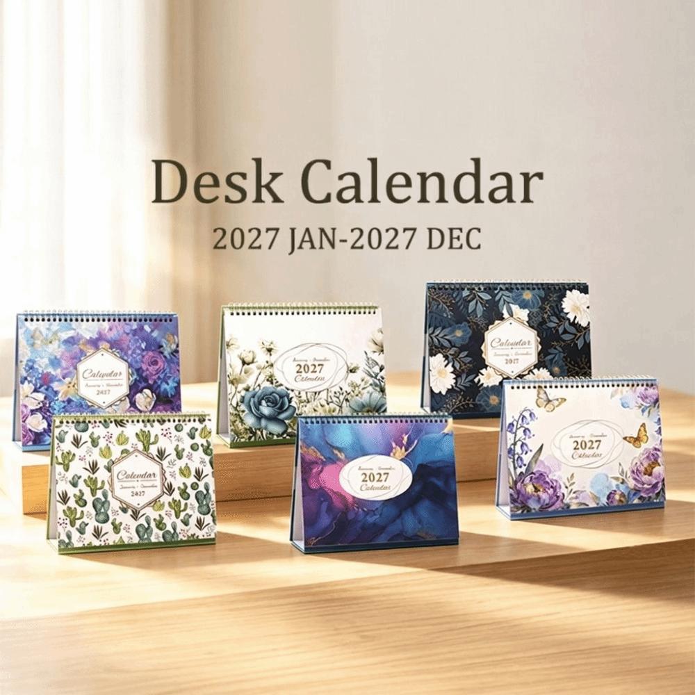 Daily Study 2027 Flower Desk Calendar Jan. 2027 - Dec. 2027 English Calendar Record Calendar Home