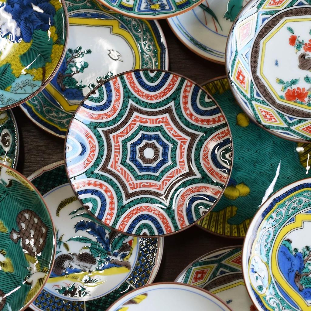 Waza no Kura Stylish Kutani ware small old Kutani colored geometric small serving branded Japanese - plates, masterpieces, plates, patterns, plates,