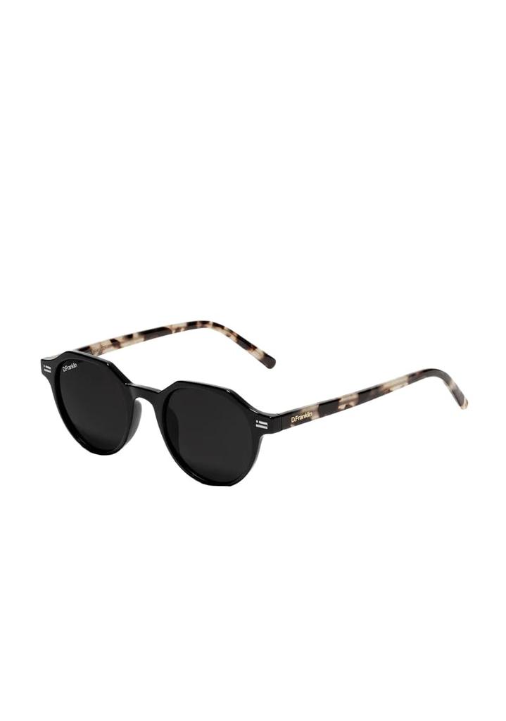 Dee Franklin Ultra Light S Round Sunglasses, Black/Black, DFKSUN0212-0800
