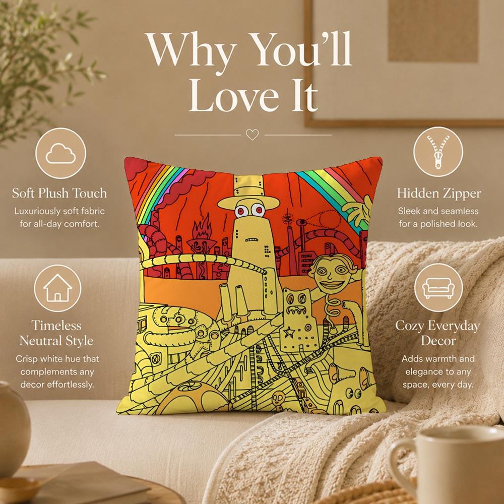 Cartoon S-SuperjailS Cushion Cover Double-Sided Printed Pillow Cover Hypoallergenic Dust-Mite Proof