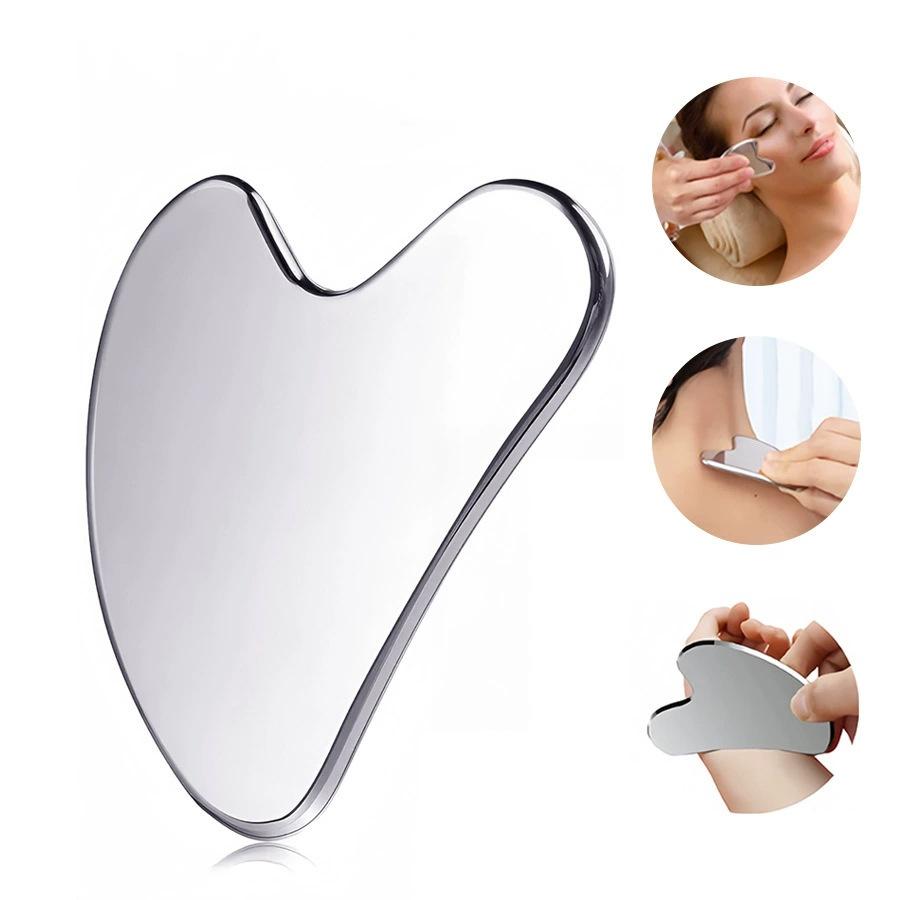 Face Skin Care Tools Set Large Size Stainless Steel Gear Lip Shape Scraping Board Body Neck Eye Wrinkle Removal Firming Massager