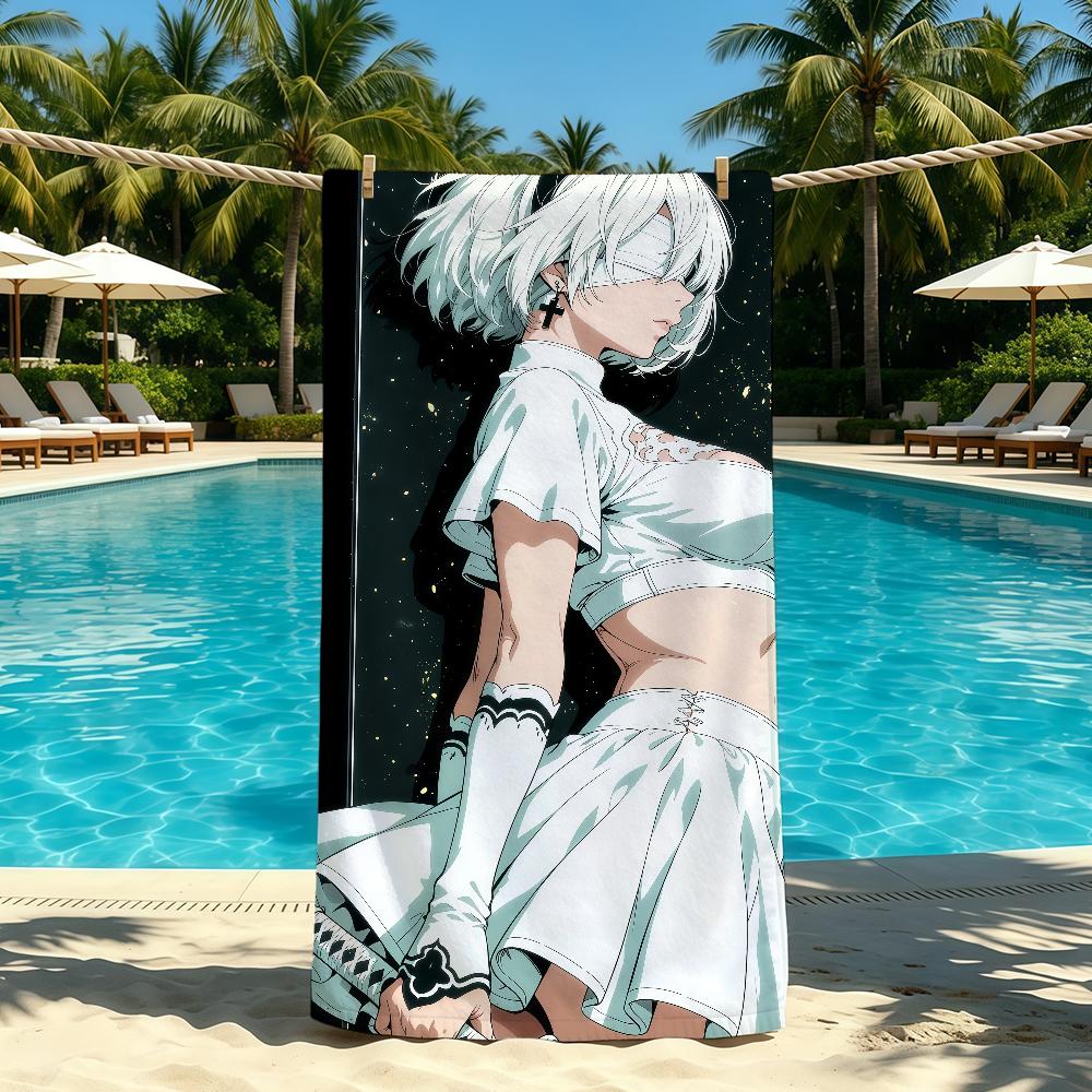 Towel For Outdoor Camping Game 2B Beach Towel Super Absorbent Quick-Drying Summer Nier Anime Automata Towel