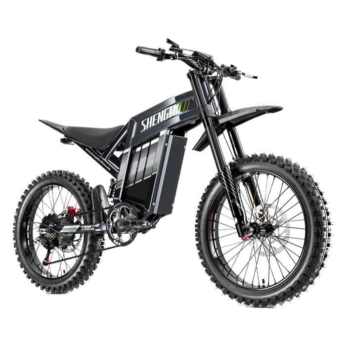 Bicicletta Elettrica - Shengmilo S900 Pro - Motore 3000W - e-bike full-suspension - Batteria Rimovibile 60V35Ah - Autonomia 90km, Nero