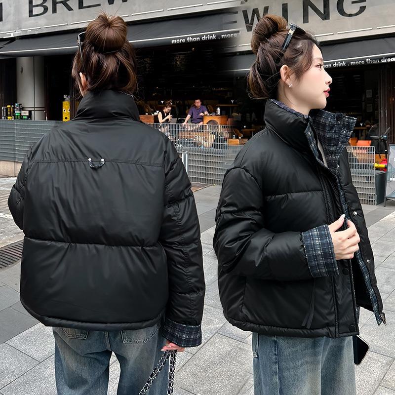 Winter Classic Short Women's Down Cotton Clothes Thickened Warm Loose Casual Solid Color Bread Clothes