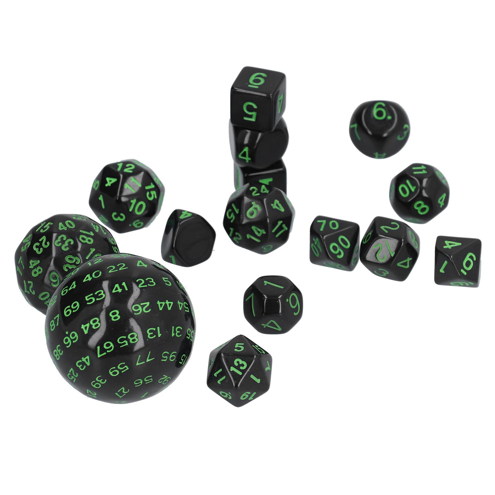 

15шт Д3Набор многогранных игральных костей D100, от 3 до 100 граней, наборы для игры в кости, цвет желтый зелёный