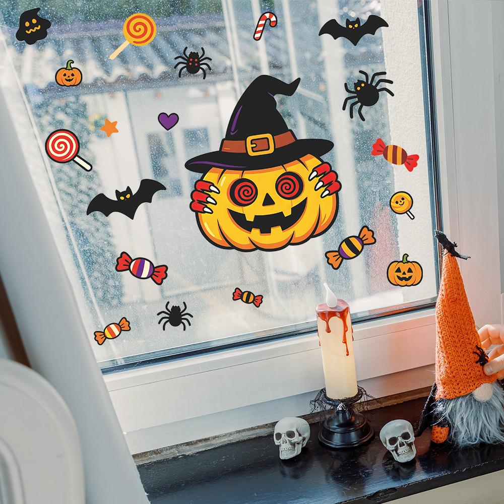 Halloween Pumpkin, Bat, Spider, Balcony, Home, Window Decoration, Window Stickers