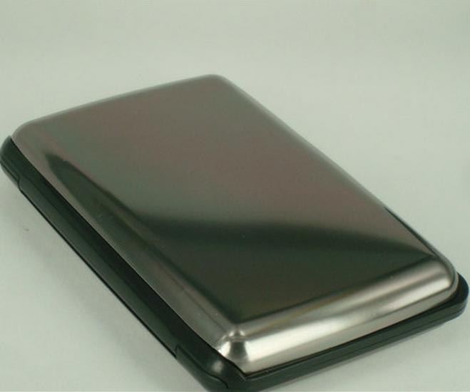 

Aluminum Credit Card Holder & Coin Purse - Anti-Magnetic, Colored Finish for Business and Bank Cards сірий колір