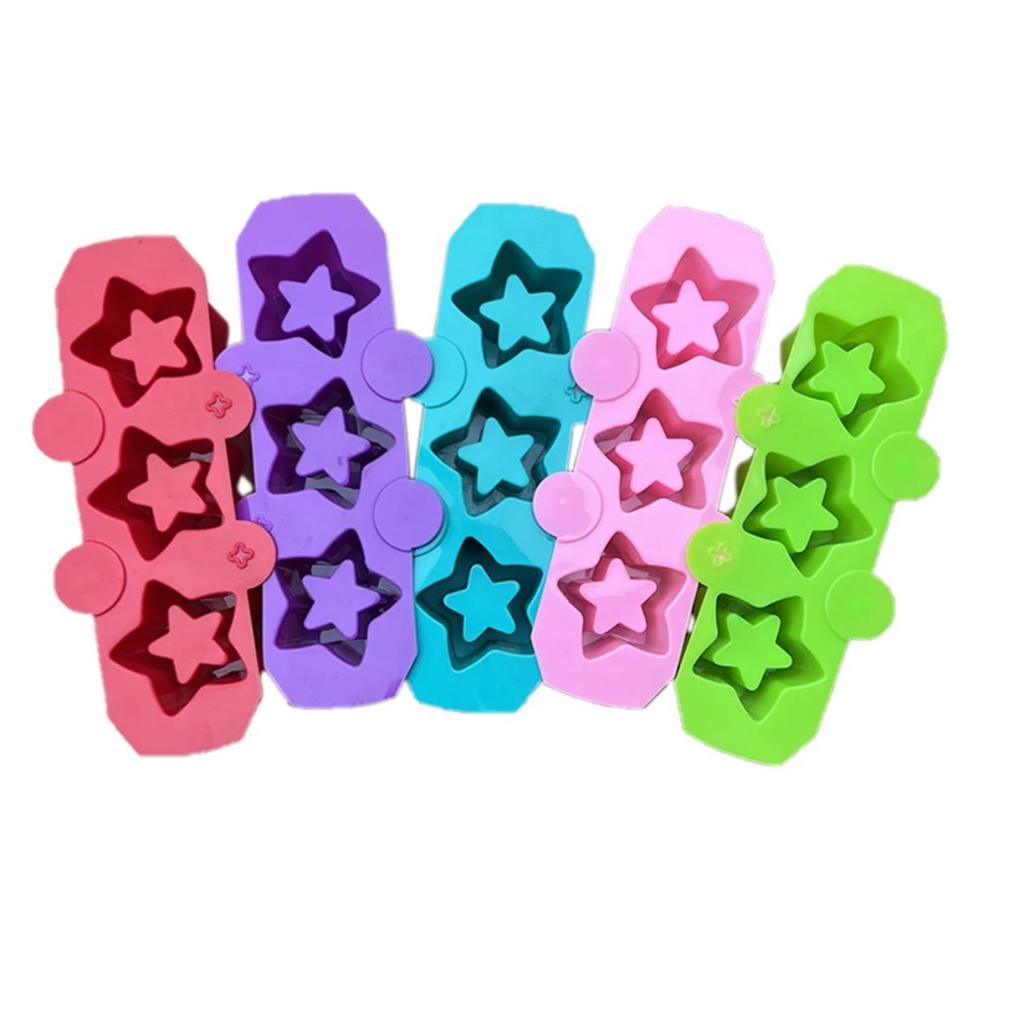 3-Cavity Pentagonal Star Silicone Mold, DIY Non-Stick Easy Detach Mold for Succulent Planter Cement Gypsum Ice Craft Making