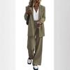 Elegant Women's Autumn/Winter Solid Color Suit – Jacket and Pants Set