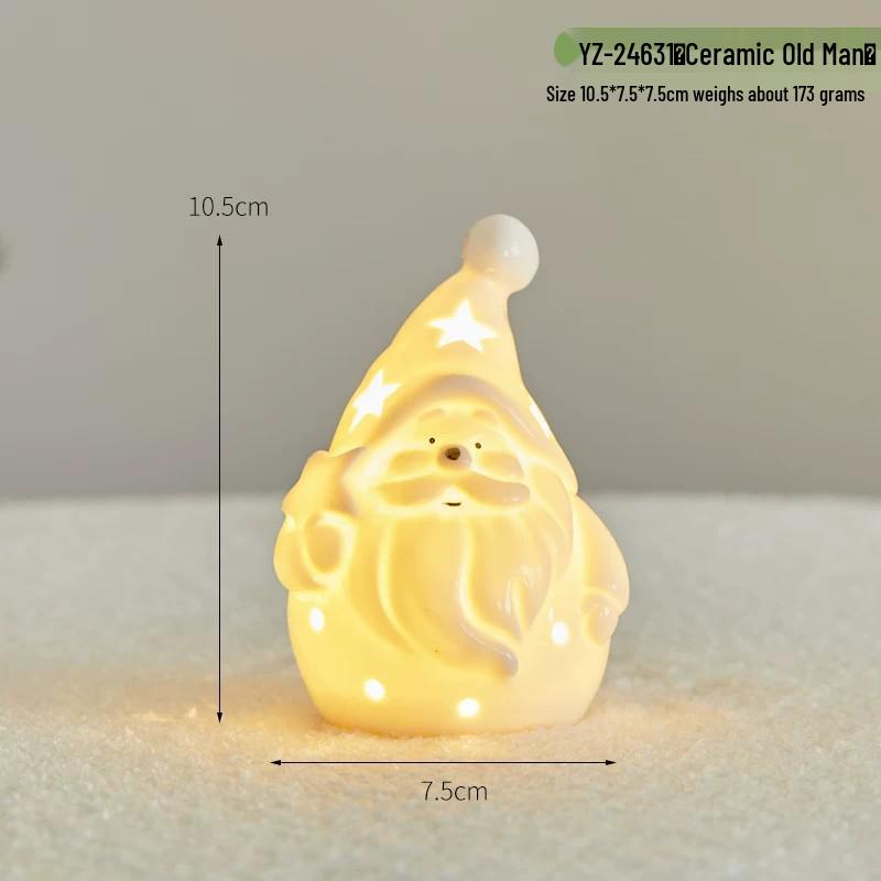 Christmas Ceramic Glowing Tree House Ornament - Desktop Scene Decoration Prop & Gift