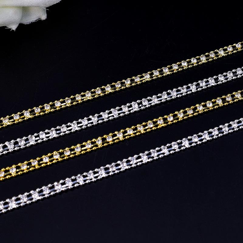 Rhinestone Chain 10Yards Diamond Trim Fringe Crystal Bag Hat Accessories DIY Craft Decoration Gift Rhinestone Ribbon Metal Chain