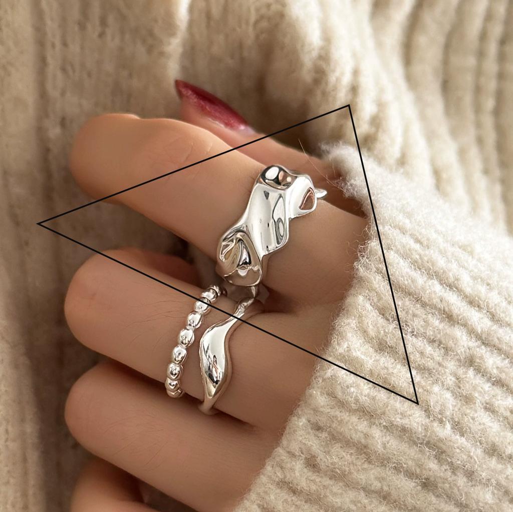 PANJBJ 925 Silver Frosting Geometry Ring for Women Wide Texture Versatile Handmade Ins Jewelry Gift