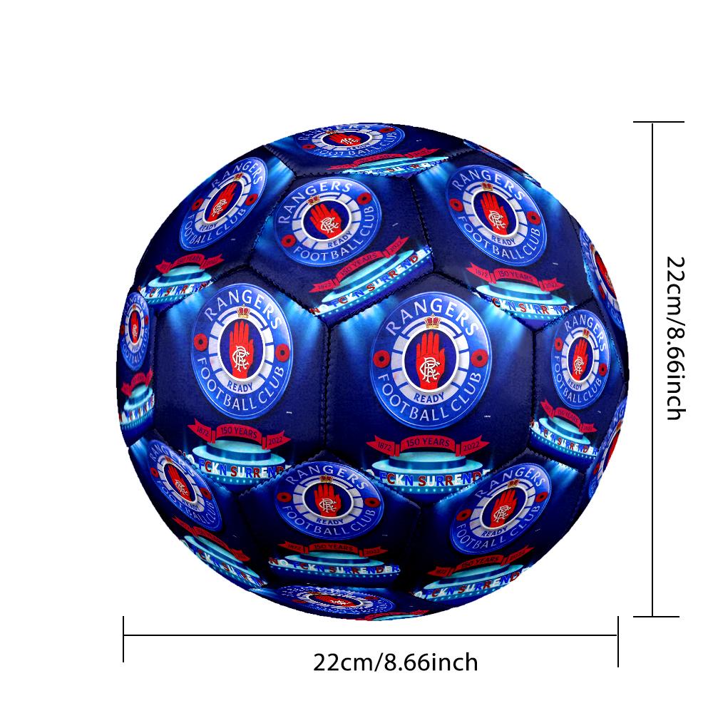1pz Rangers FC Pattern Taglia 5 Pallone da Calcio, Pallone da Calcio Resistente per Allenamento Quotidiano, Partite, Sport all'Aperto, Regalo Ideale per la Famiglia