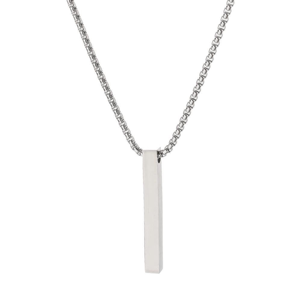 Trendy Stainless Steel Bar Necklace - Unisex Hip Hop Luxury Design, Lightweight Long Strip Titanium Sweater Chain Accessory