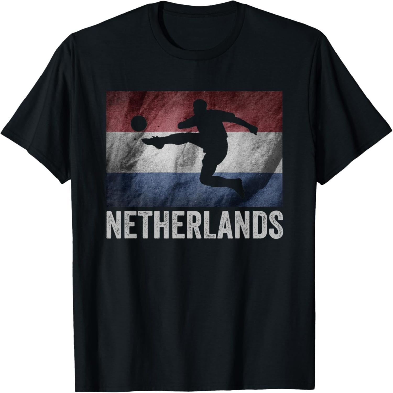 Netherlands Flag Soccer Holland Dutch Football Vintage T-Shirt S