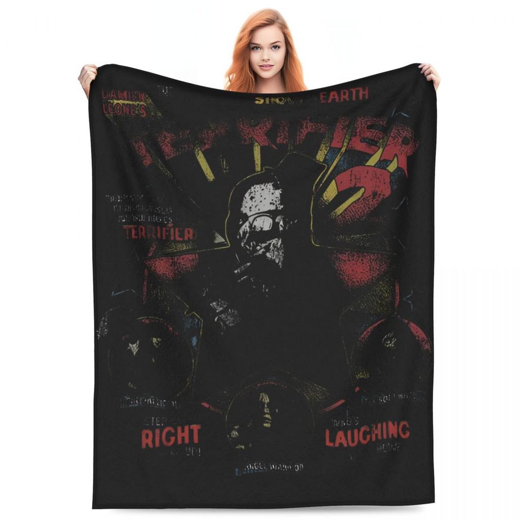 TERRIFIER 3 Comic Con Teaser Blanket Christmas Warm Pattern Plush Bedding Throws For Couch Bed Flannel Bedspread Bed Cover
