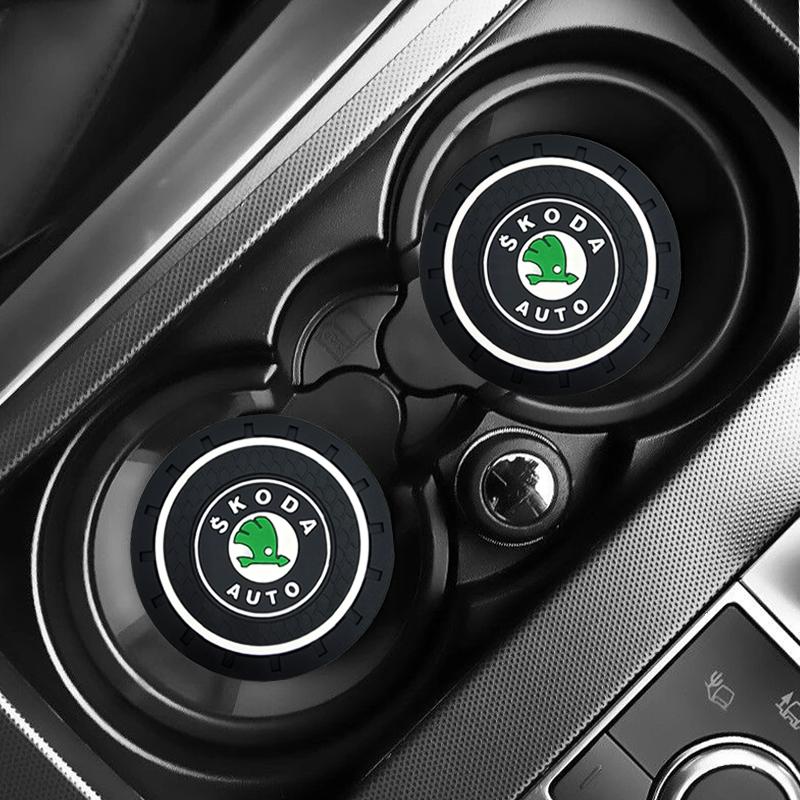 Car Cup Mat Anti-slip Bottle Holder Coasters Car Accessories For Skoda Octavia Superb Rapid Kodiaq Karoq Fabia Kamiq Roomster Citigo