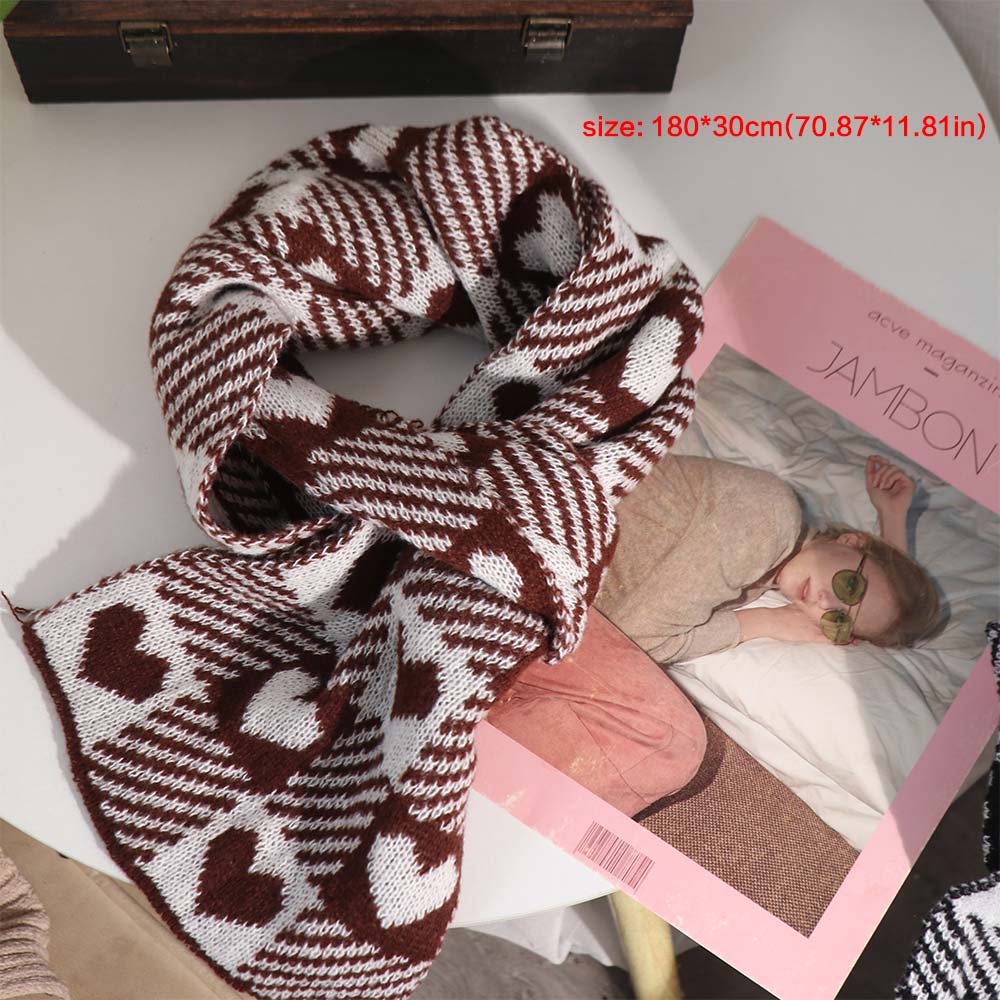 Thickened Y2K Checkered Scarf Korean Style Winter Cashmere Shawl Elegant Plaid Heart Scarf Unisex