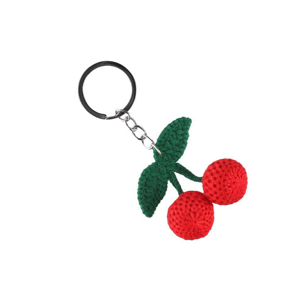 Sweet Cute Knitted Keyring Fruit Crochet Keyring Creative Cherry Keychain  DIY Jewelry