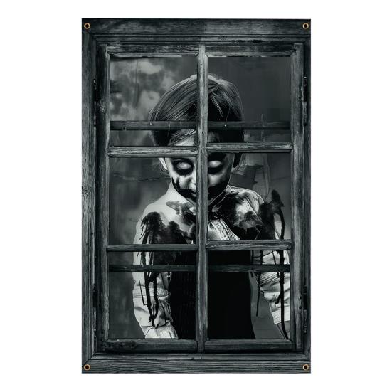 

Украшение занавеса на Хэллоуин Кровавое оконное покрытие Страшный силуэт окна на Хэллоуин Плакат для внутреннего использования B