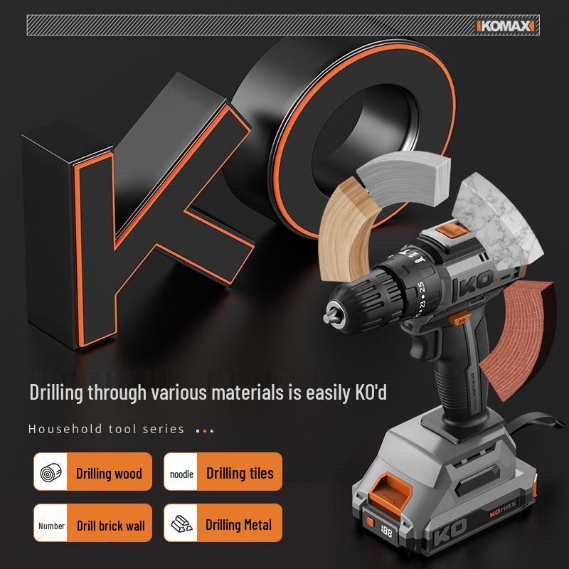 Cordless Brushless Impact Drill: Multifunctional Electric Screwdriver & Pistol Hand Drill for Household Use.